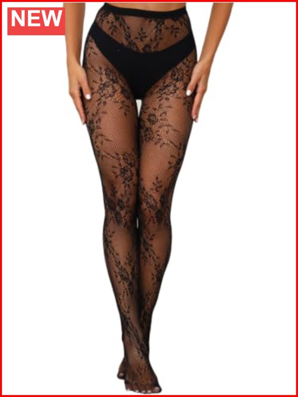 Women's Floral Lace Stockings High Waist Patterned Fishnet Tights Leggings